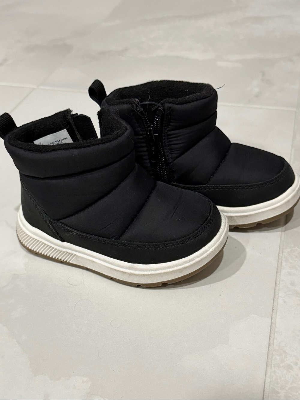 Kids Black Puffer Winter Boots